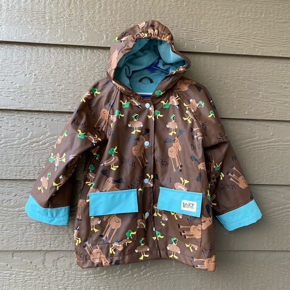 Lazy One Brown 'Duck Duck Moose' Raincoat- Toddler, size 4T - Picture 1 of 11